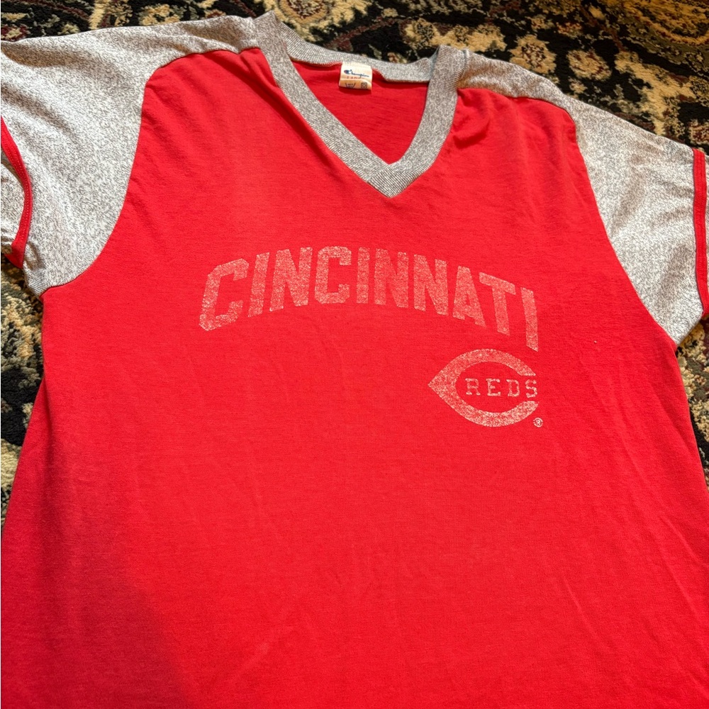 Champion Red and Gray V-Neck Shirt